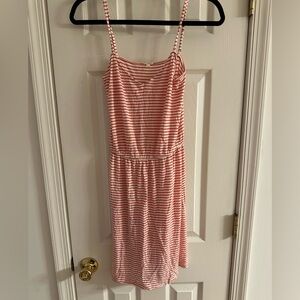 J.Crew XS Red White Striped Sleeveless Dress Elastic Waist Summer Casual